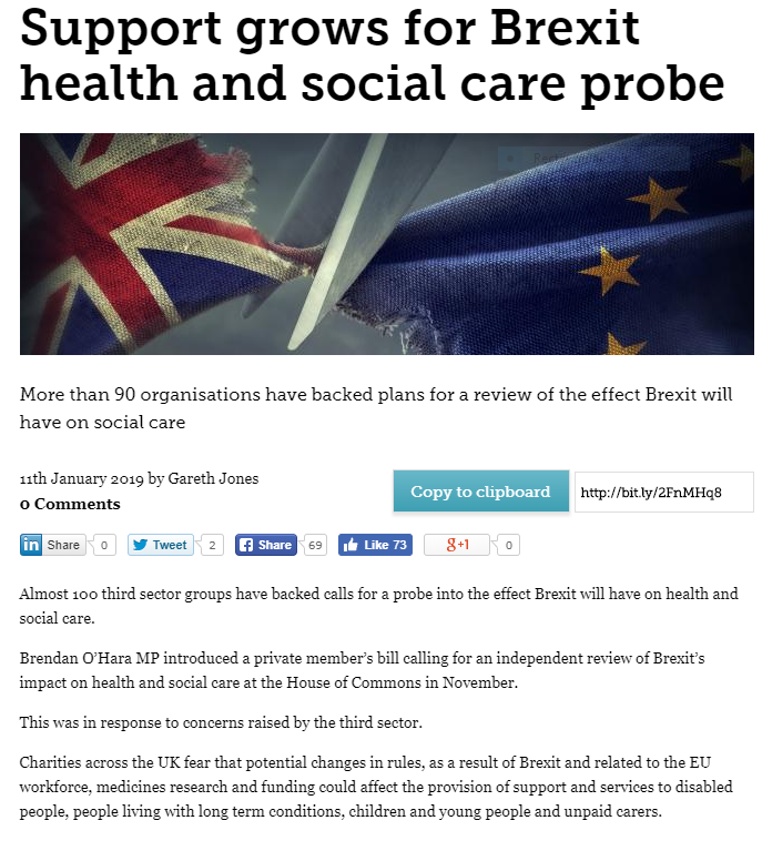 Article on the effect of Brexit on the Care Sector