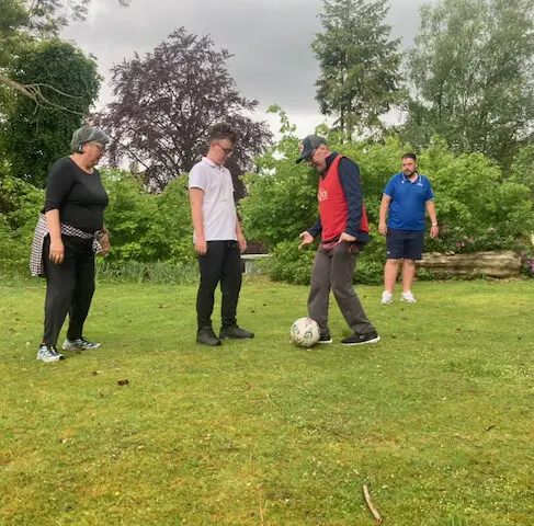 Playing football